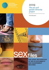 Australian Human Rights Commission: Sex Files: the legal recognition of sex in documents and government records; Concluding paper of the sex and gender diversity project, March 2009.