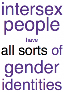 Intersex people have all sorts of gender identities